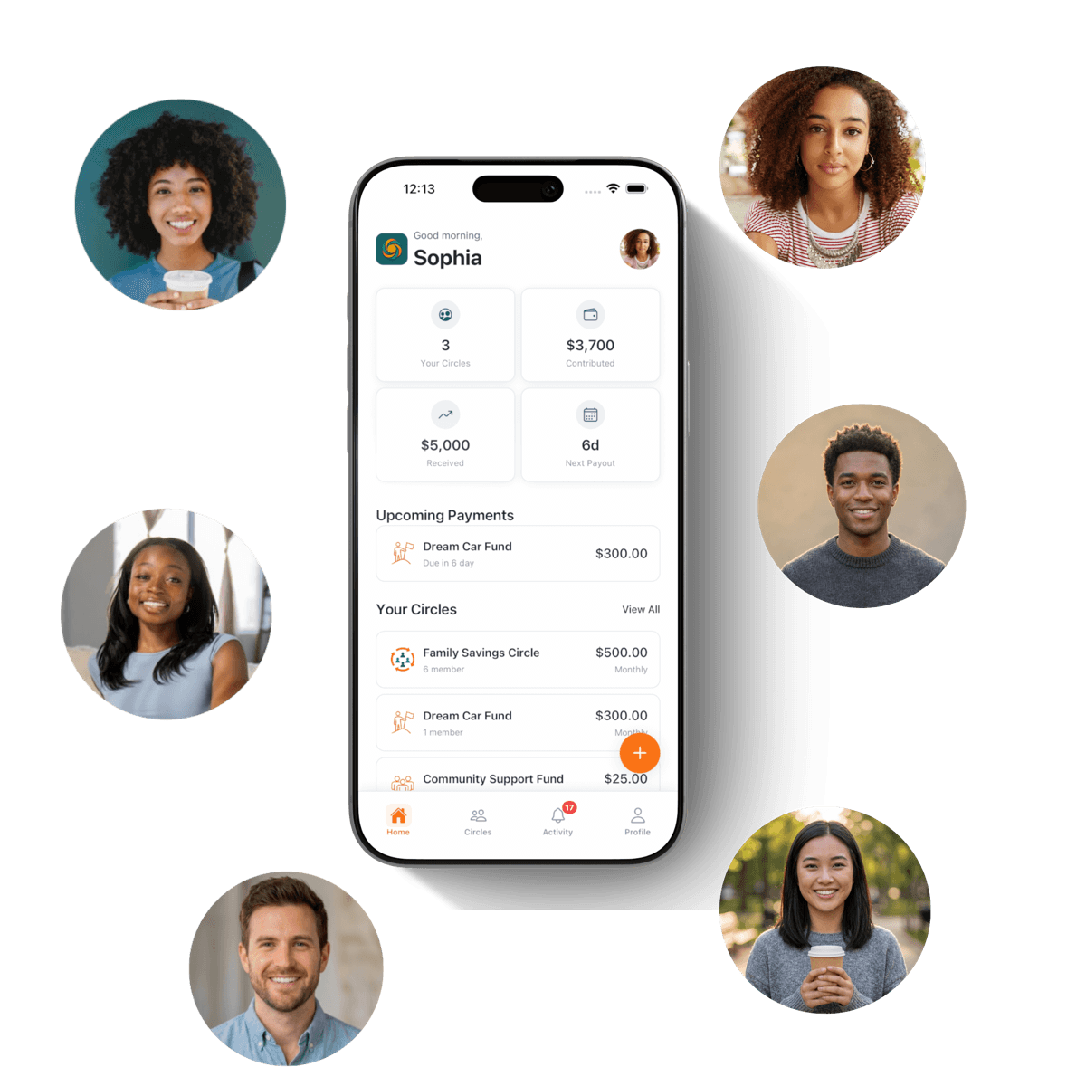 Susu app surrounded by community members